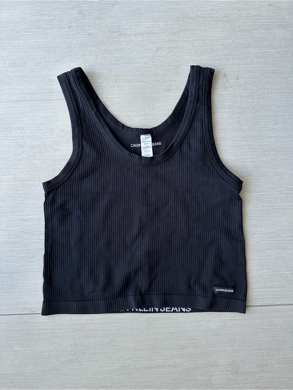 Calvin Klein Jeans Black Ribbed Cropped Tank